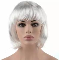 Карнавальный праздничный парик из искусственного волоса Riota Каре, 110 гр, серебристо-белый, 1 шт