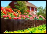 Забор декоративный МастерСад Лоза коричневый 2,3 метра / бордюр для сада и огорода / Ограждение садовое для клумб и грядок / забор пластиковый