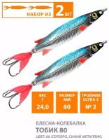 Блесна колебалка для рыбалки AQUA Тобик 80mm 24g цвет 06 2шт