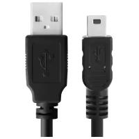 Кабель USB - mini USB, 1 м, черный, ISA