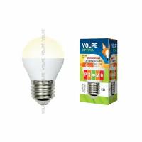 Лампа светодиодная диммируемая Volpe LED-G45-6W/WW/E27/FR/DIM/O Форма шар, матовая колба, цена за 1 шт