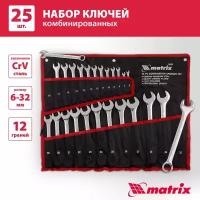 Набор гаечных ключей matrix 15425, 25 предм., серебристый, 1 уп