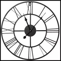 Часы настенные аналоговые Black Metal Clock, 40x40см