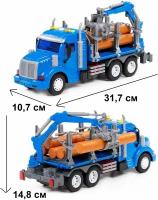 Инерционная машина Профи 31,7 см (звук + свет) - лесовоз (5 бревен) с краном-манипулятором