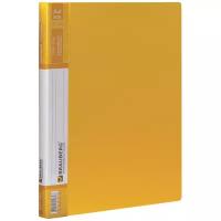 BRAUBERG Папка с боковым прижимом Contract, А4, пластик, желтый