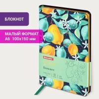 Бизнес-блокнот / записная книжка мужской / женский Малый Формат (100х150 мм) А6, Brauberg Vista Lemon Story, под кожу, гибкий, 80 л