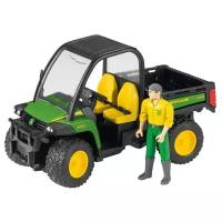 Грузовик Bruder John Deere Gator XUV 855D c фигуркой водителя (02-490) 1:16, 22.6 см, зеленый/черный/желтый