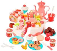 Детский сюжетный игровой набор TrendToys Веселое чаепитие, 83 предмета, игрушечный торт со светом и звуком