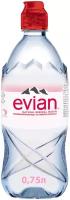 Вода минеральная природная питьевая столовая Evian негазированная, спорт ПЭТ