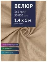 Ткань мебельная Велюр, модель Хуго, цвет: Бежевый (2), отрез - 1 м (Ткань для шитья, для мебели)