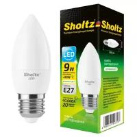 Лампа светодиодная энергосберегающая Sholtz 9Вт 220В C37 E27 4200К пластик(Шольц) LOC4137