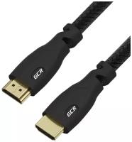 Кабель HDMI 2.0 GCR 1,8 метра PROF серия для Apple TV UHD 4K 60 fps 60Hz 18 Гбит/с 3D 24K GOLD черный нейлон провод HDMI (GCR-HM800)