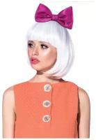 Карнавальный праздничный парик из искусственного волоса Riota Кукла ЛОЛ, Дива, каре белое с бантом