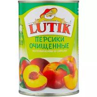 Персики Lutik очищенные половинками в сиропе, 425 мл