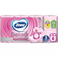 Туалетная бумага Zewa Deluxe Орхидея, 3 слоя, 8 рулонов