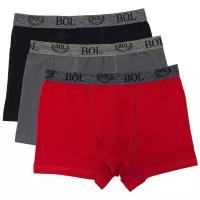 Трусы BOL Men's, 3 шт., размер 2XL(56-58), черный, серый, красный