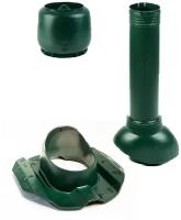 Комплект кровельной канализационной вентиляции поливент PROF-20 для металлопрофиля D110 H500, зеленый