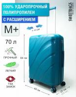 Чемодан, полипропилен, увеличение объема, износостойкий, водонепроницаемый