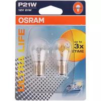 Лампа накаливания P21W (BA15s) Ultra Life 12V, 2шт OSRAM 7506ULT-02B /Автолампы