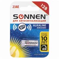 Батарейка SONNEN Alkaline, 23А (MN21), алкалиновая, для сигнализаций, 1 шт, в блистере, 451977