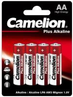 Элемент питания алкалиновый AA/LR6 1.5В Plus Alkaline LR6-BP4 (блист.4шт) Camelion 7370