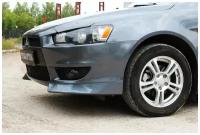 Накладка на передний бампер клыки Mitsubishi Lancer X 2007-2010