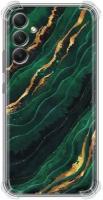 Дизайнерский силиконовый с усиленными углами чехол для Гэлакси А34 5Ж / Samsung Galaxy A34 5G Мрамор зеленое золото