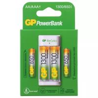 Зарядное устр-во GP E211130/65-2CRB4 для 4 AAА, AA Ni-MH+2хAA 1300mAh+2xAAA 650mAh, USB ток max 1A