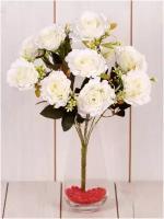 Искусственные цветы букет роз 1шт / Искусственные растения / Искусственные цветы для декора / Белый