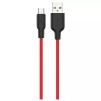 Кабель Hoco X21 Plus USB - MicroUSB, 1 м, черный/красный