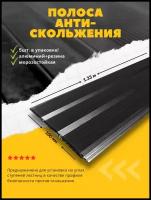 Алюминиевая полоса-порог с 3 резиновыми вставками, цвет вставки серый, длина 1.33 метра, ширина 100 мм, высота 5 мм, упаковка из 5 штук