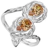 Серебряное кольцо с персиковым камнем (нанокристалл) - размер 19,5 / покрытие Чистое Серебро