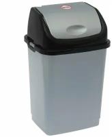 Контейнер для мусора «Камелия», 8 л, цвет серебристый перламутр/чёрный