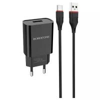 Сетевое зарядное устройство Borofone BA20A Sharp + кабель USB Type-C, 12 Вт, black