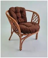 Кресло из натурального ротанга с кофейной подушкой Багама, цвет миндаль