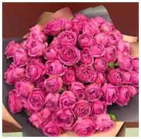 Букет Розы пионовидные кустовые розовые 51 шт, красивый букет цветов, шикарный, цветы премиум, роза