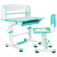 Комплект Anatomica Legare парта + стул + надстройка + выдвижной ящик белый/зеленый