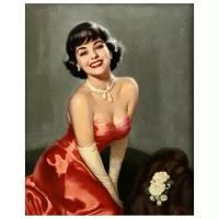 Постер на холсте Девушка в красном платье 30см. x 38см
