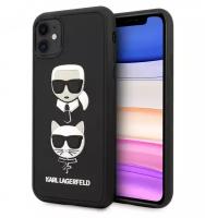 Чехол CG Mobile Karl Lagerfeld 3D Rubber Karl and Choupette Hard для iPhone 11, цвет Черный (KLHCN61IK3DKC)