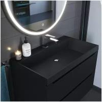 Раковина кварцевая для ванной комнаты Uperwood Classic Quartz 80 см, черная матовая, уголь