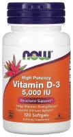 NOW Foods, Vitamin D-3, 5,000 IU, Витамин D-3, 5000 МЕ, 120 мягких таблеток