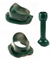 Комплект кровельной канализационной вентиляции поливент PROF-35 для металлопрофиля D110 H500, зеленый