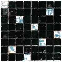 Мозаика из керамики Испанская Gaudi Vint-16(3) черный темный квадрат
