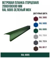 Ветровая планка (торцевая) (2000х90х80)мм RAL 6005 Зеленый мох