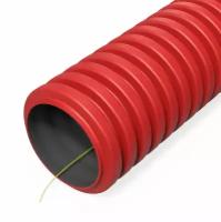 Труба гофрированная двустенная ПНД гибкая тип 450 (SN34) с/з красная, d32 мм, 50м