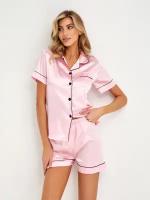 Пижама женская с шортами розовая домашняя одежда комплект для сна L
