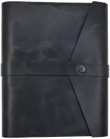 Черный ежедневник недатированный кожаный на кольцах А5, блокнот-планер из натуральной кожи для записей, MBN-RP-POST-BK