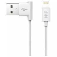 USB кабель - 8 pin FaisON HUPL11, 1.2м, круглый, 2.1A, силикон, боковой, цвет: белый