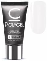 Полигель/акригель для наращивания ногтей/polygel cosmo white/полигель, для укрепления ногтей/Полигель Polygel CosmoLac White, 30 мл