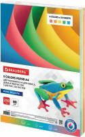 Бумага цветная для принтера офисная, Brauberg, А4, 80 г/м2, 250 л, (5 цветов х 50 л.), медиум, для офисной техники, 112465